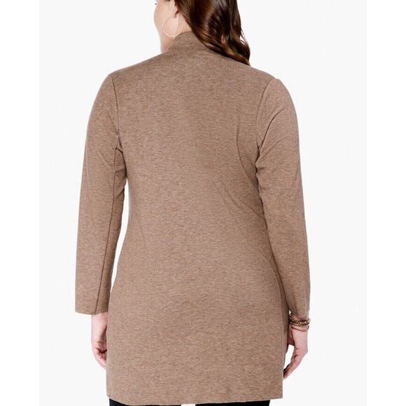 NIC+ZOE Knit Long Sleeve Pocket Lounge Around Draped Front Jacket Chestnut, XL - Picture 5 of 11